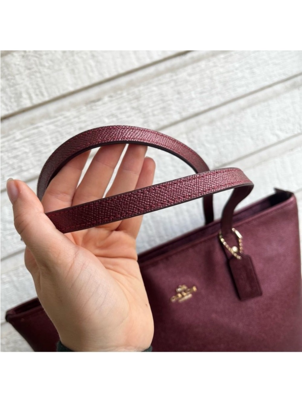 COACH Burgundy Metallic Ava City Metro Tote Shoulder Bag Gallery Laptop Work Bag - Picture 2 of 12